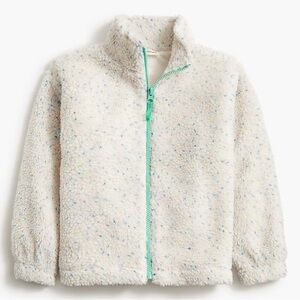 J. CREW Crewcuts Girls Ivory Confetti Sherpa full Zip-Up Jacket coat Sz 6-7 1005